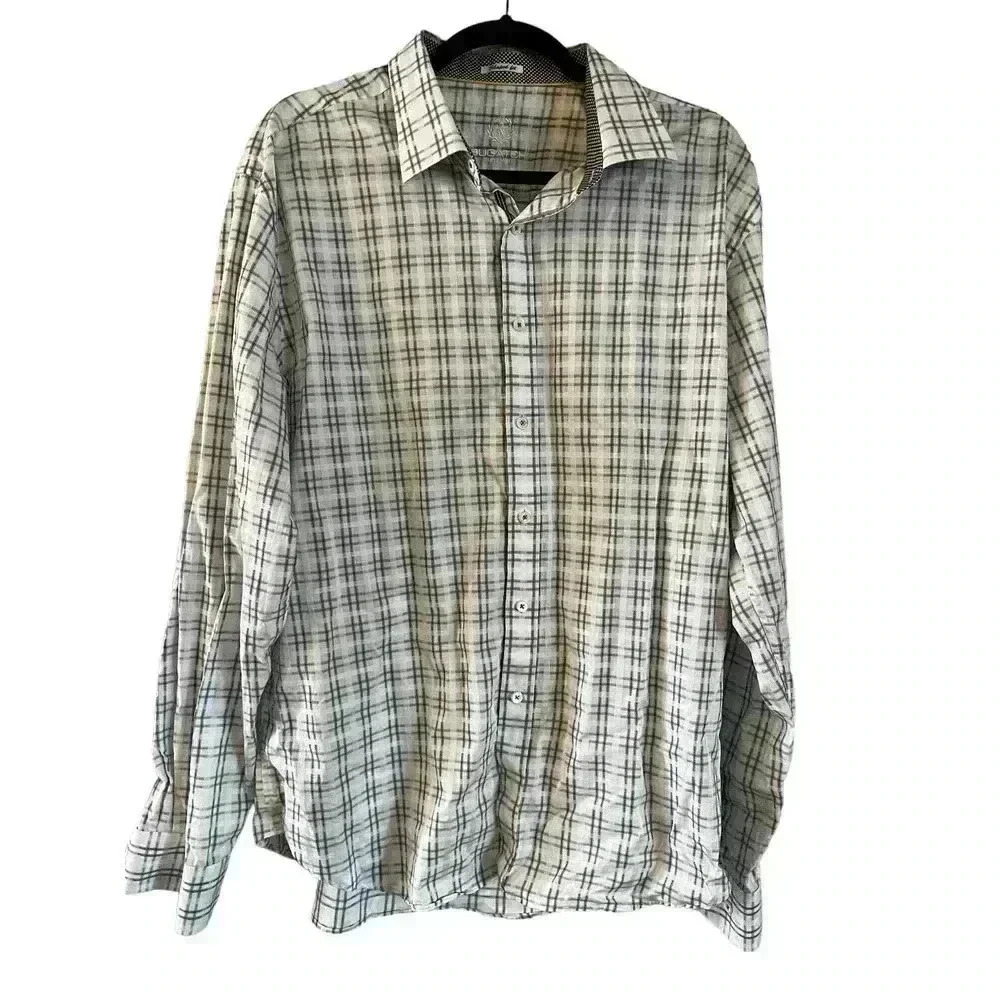 Bugatchi Men’s Button Up Shirt Long Sleeve 100% Cotton Size XXL